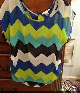 Medium A'Gaci Blue and Green Chevron Top